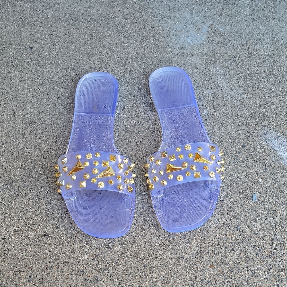 Stylish Gold Studded Women's Sandals - Picture 1 of 6